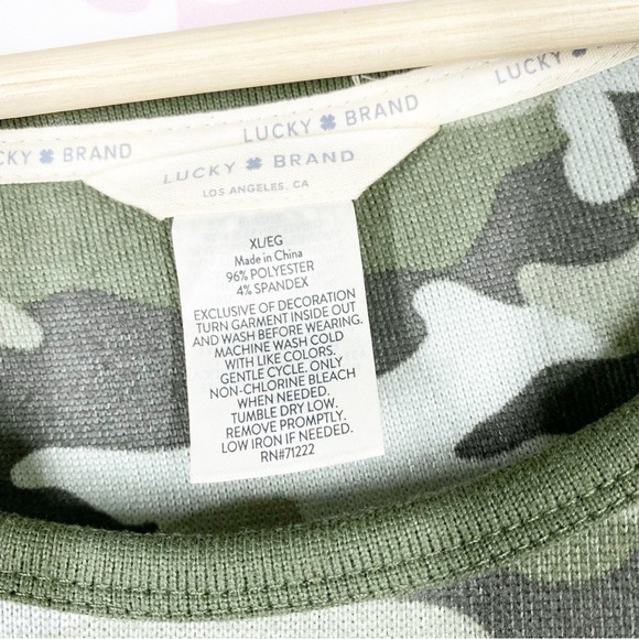 Lucky Brand Army Green Camo Print Short Sleeves Shirt XL - Picture 6 of 6